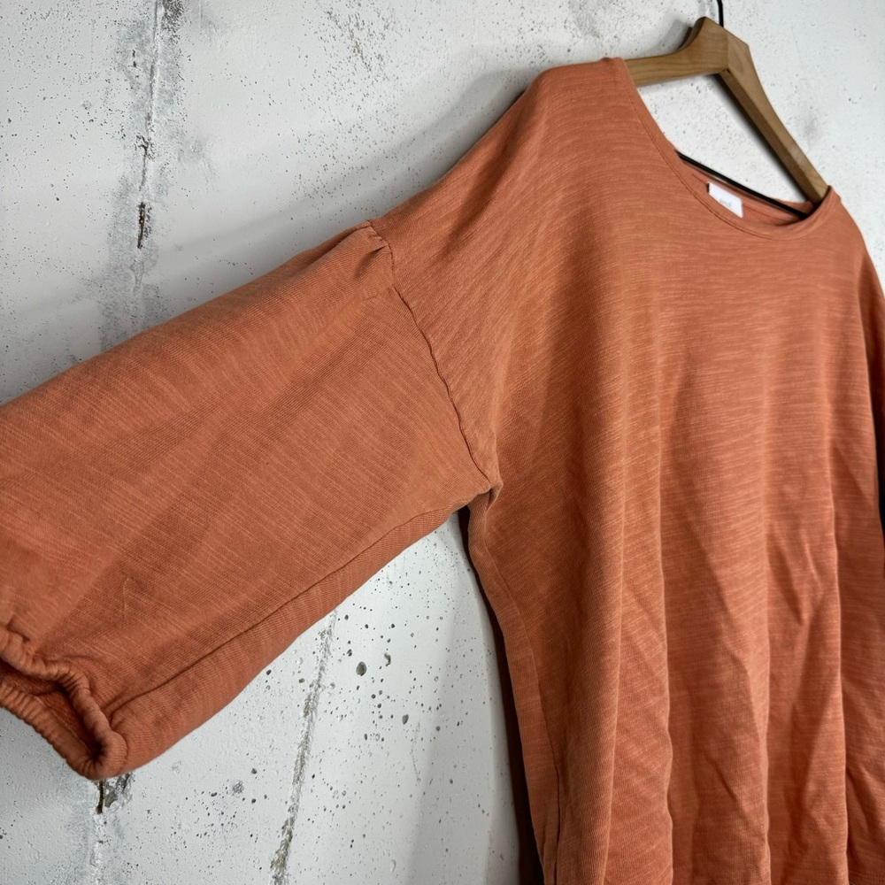 Pure Jill Cotton French Terry Long Balloon Puff Sleeve Tunic Sweater - Picture 3 of 8